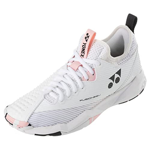 YONEX Women's Power Cushion Fusion Rev 4 Tennis Shoes (White/Pink, us_Footwear_Size_System, Adult, Women, Numeric, Medium, Numeric_8)