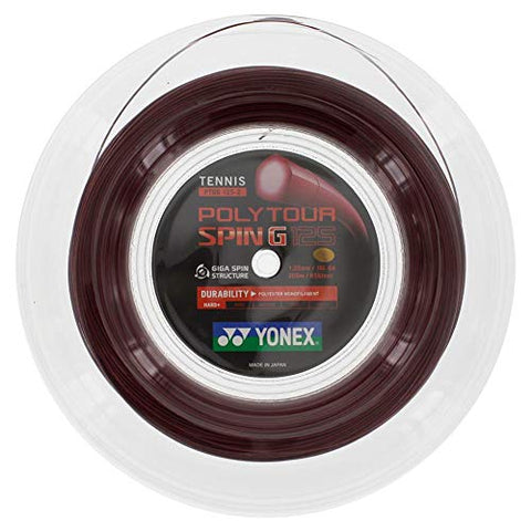 YONEX Polytour Spin G 125 Tennis Reel String (Dark Red)